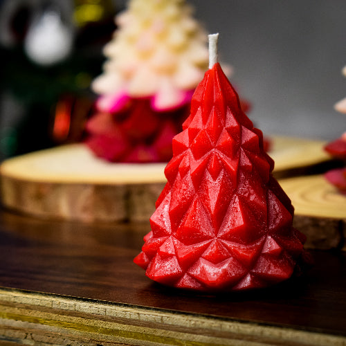 Spike Christmas Tree Candle – Red