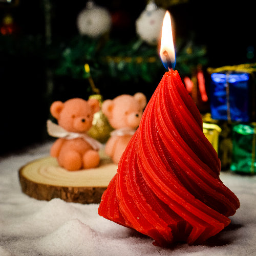 Twisted Christmas Tree Candle -Red Single
